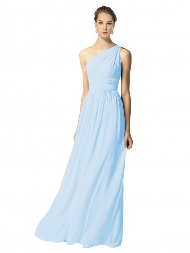Soft Chiffon A-Line Long Sleeveless Light Sky Blue Bridesmaid Dress Glasgow