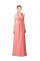 Soft Chiffon A-Line Long Sleeveless Watermelon Bridesmaid Gowns Glasgow