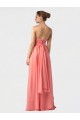 Soft Chiffon A-Line Long Sleeveless Watermelon Bridesmaid Gowns Glasgow