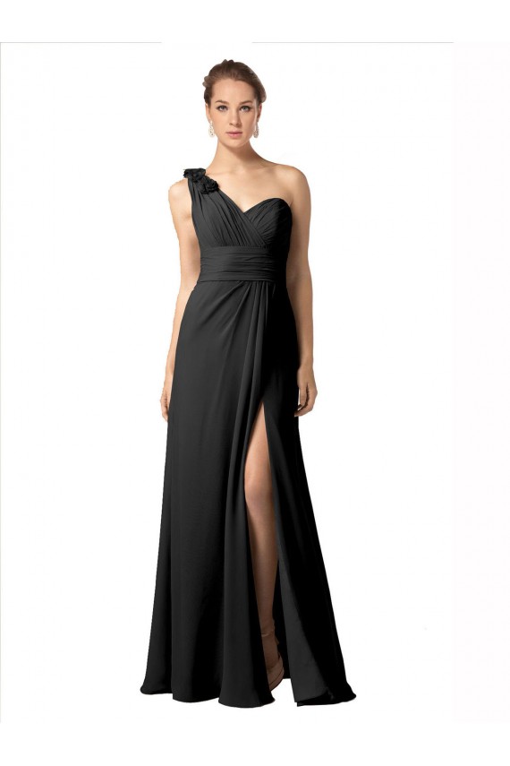 Soft Chiffon A-Line Long Sleeveless Black Bridesmaid Dresses Glasgow