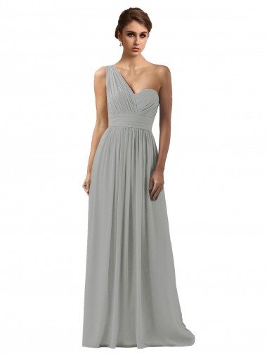 Soft Chiffon A-Line Long Sleeveless Silver Bridesmaid Gowns Glasgow