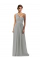 Soft Chiffon A-Line Long Sleeveless Silver Bridesmaid Gowns Glasgow