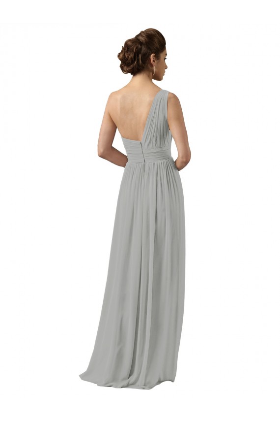 Soft Chiffon A-Line Long Sleeveless Silver Bridesmaid Gowns Glasgow