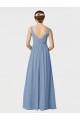 Soft Chiffon A-Line Long Sleeveless Dusty Blue Bridesmaid Gown Glasgow