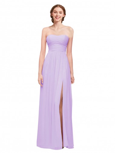 Soft Chiffon A-Line Long Sleeveless High Side Slit Bridesmaid Dresses Glasgow