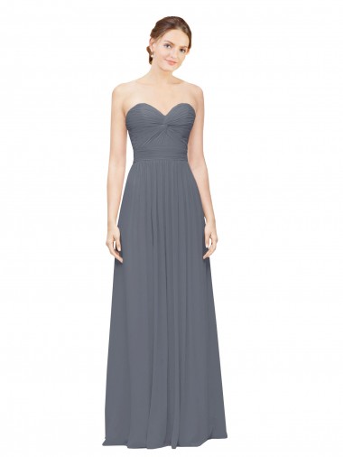 Soft Chiffon A-Line Long Sleeveless Slate Grey Bridesmaid Gowns Glasgow
