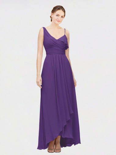 Soft Chiffon A-Line Long Sleeveless High Low Bridesmaid Dress Glasgow