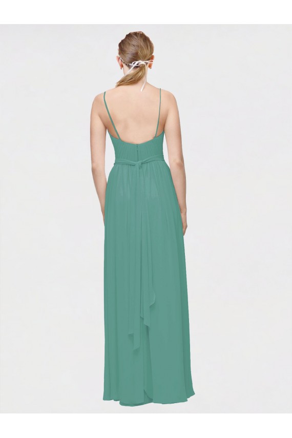 Chiffon A-Line Long Sleeveless Icelandic Silver Bridesmaid Dress / Evening Dress Glasgow