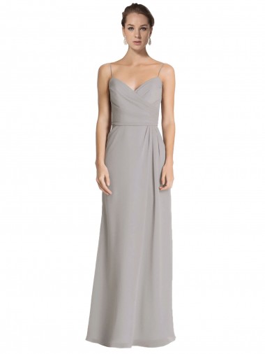 Soft Chiffon Sheath Long Sleeveless Silver Bridesmaid Dress Glasgow