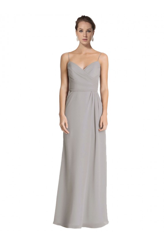 Soft Chiffon Sheath Long Sleeveless Silver Bridesmaid Dress Glasgow