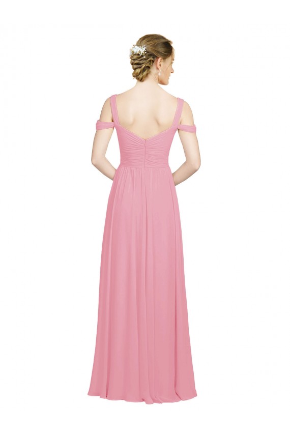 Soft Chiffon A-Line Long Sleeveless Skin Pink Bridesmaid Gowns Glasgow
