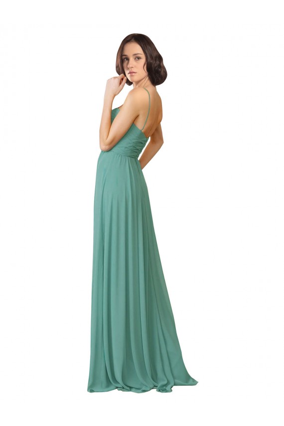 Soft Chiffon A-Line Long Sleeveless Icelandic Silver Bridesmaid Gowns Glasgow