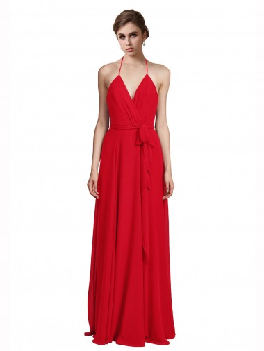 Chiffon Long Sleeveless Bridesmaid Dress Glasgow