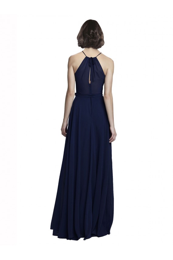 Chiffon A-Line Long Sleeveless Dark Navy Bridesmaid Dress / Evening Gowns Glasgow