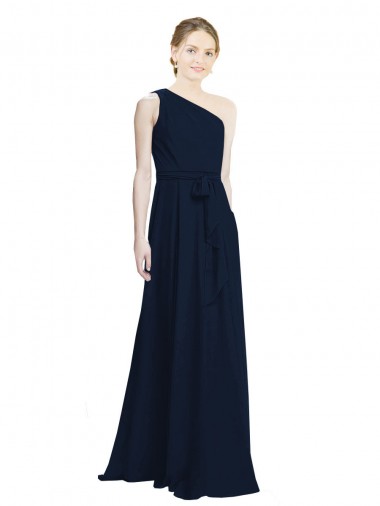Chiffon A-Line Long Sleeveless Dark Navy Bridesmaid Dress / Evening Dress Glasgow