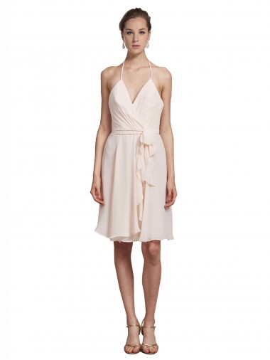 Soft Chiffon A-Line Knee Length Sleeveless Bridesmaid Evening Dress Glasgow