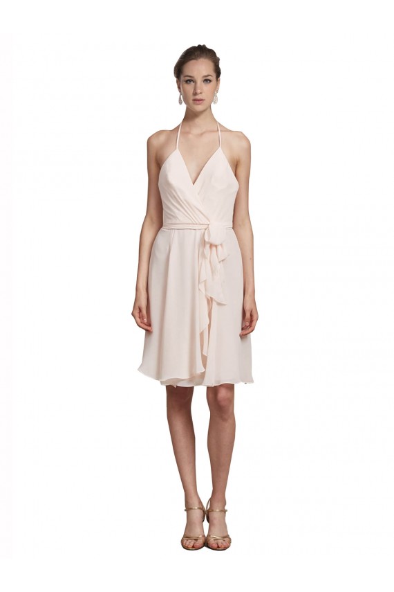 Soft Chiffon A-Line Knee Length Sleeveless Bridesmaid Evening Dress Glasgow