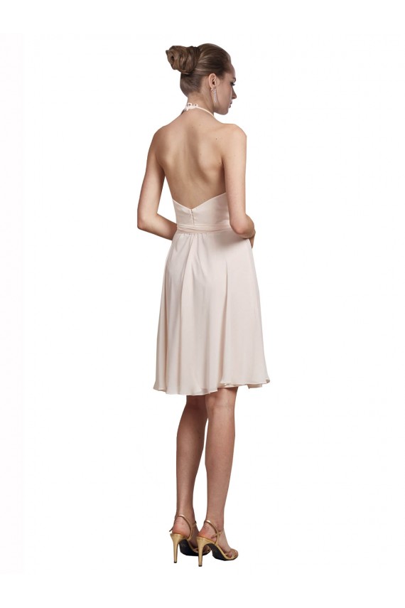 Soft Chiffon A-Line Knee Length Sleeveless Bridesmaid Evening Dress Glasgow