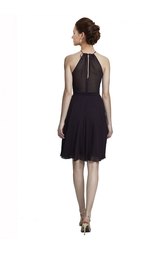 Soft Chiffon A-Line Knee Length Sleeveless Grape Bridesmaid Dress Glasgow