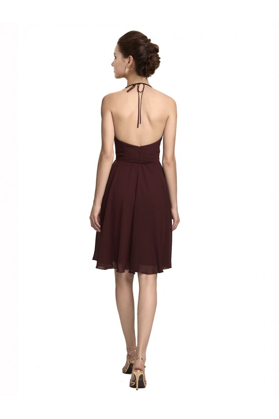 Soft Chiffon A-Line Knee Length Sleeveless Burgundy Gold Cocktail Dresses Glasgow