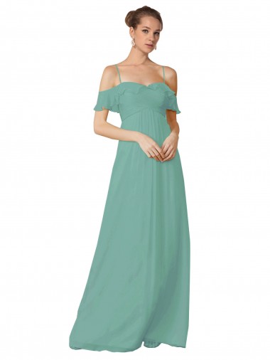 Soft Chiffon A-Line Flutter Sleeves Seaside Bridesmaid Dress Glasgow