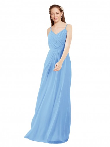 Soft Chiffon Sheath Long Sleeveless Low Back Bridesmaid Dress Glasgow