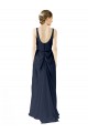 Soft Chiffon A-Line Long Sleeveless Dark Navy Open Back Bridesmaid Dress Glasgow