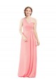 Soft Chiffon A-Line Long Sleeveless Salmon Bridal Party Dress Glasgow