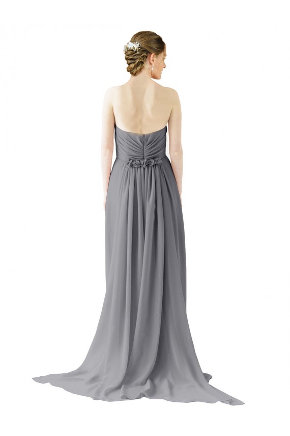 Chiffon A-Line Long Sleeveless Slate Grey Open Back Bridesmaid Dress / Evening Dress Glasgow