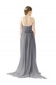 Chiffon A-Line Long Sleeveless Slate Grey Open Back Bridesmaid Dress / Evening Dress Glasgow