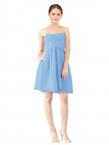 Soft Chiffon A-Line Knee Length Sleeveless Open Back Bridesmaid Dress Glasgow