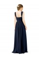 Soft Chiffon A-Line Long Dusty Blue Open Back Bridesmaid Dress Glasgow