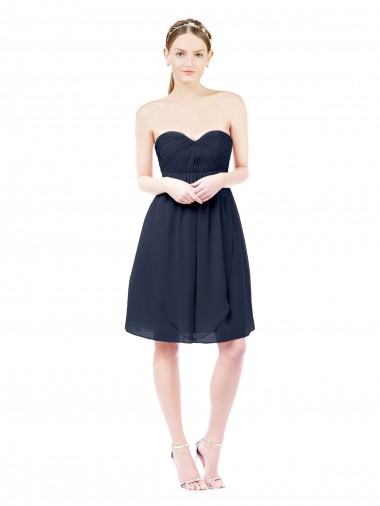 Soft Chiffon A-Line Knee Length Sleeveless Open Back Dark Navy Cocktail Dresses Glasgow