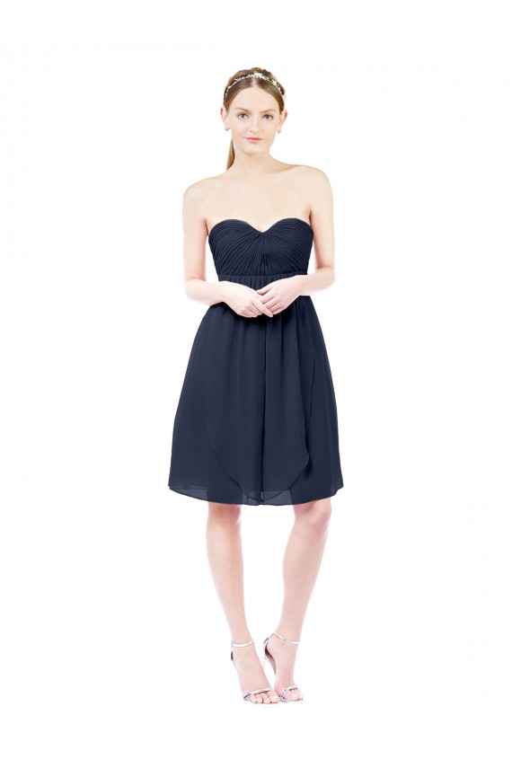 Soft Chiffon A-Line Knee Length Sleeveless Open Back Dark Navy Cocktail Dresses Glasgow