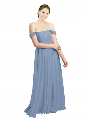 Soft Chiffon A-Line Sleeveless Dusty Blue Formal Dress / Bridesmaid Dress Glasgow