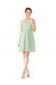 Soft Chiffon A-Line Knee Length Sleeveless Sage Bridesmaid Dress Glasgow
