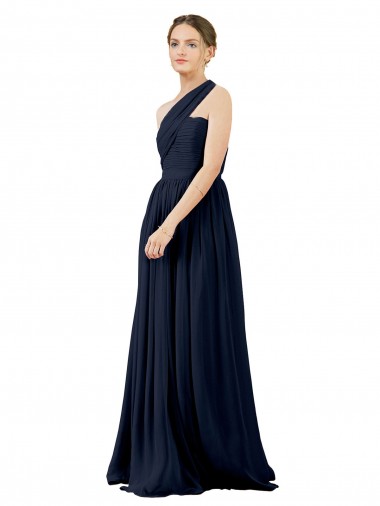 Chiffon A-Line Sleeveless Dark Navy Bridal Party Dress / Evening Dress Glasgow