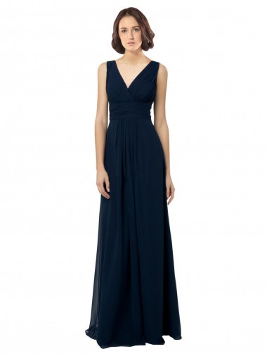 Chiffon A-Line Long Sleeveless V-Back Bridal Party Dress Glasgow