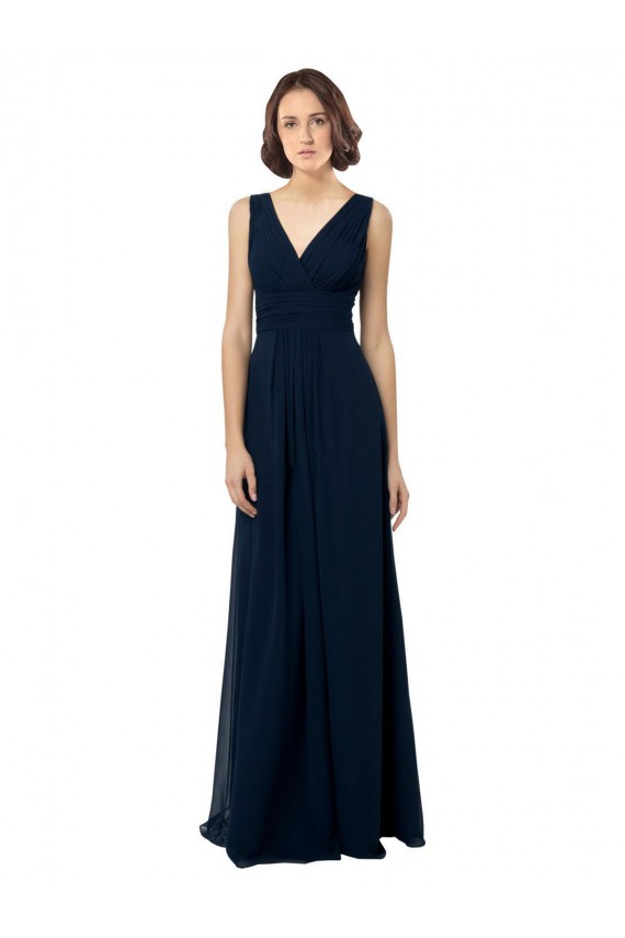 Chiffon A-Line Long Sleeveless V-Back Bridal Party Dress Glasgow