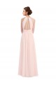 Soft Chiffon A-Line Long Sleeveless Pink Keyhole Back Bridesmaid Dress Glasgow