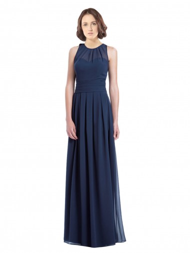 Chiffon A-Line Long Floor Length Sleeveless Keyhole Back Bridesmaid Dress Glasgow