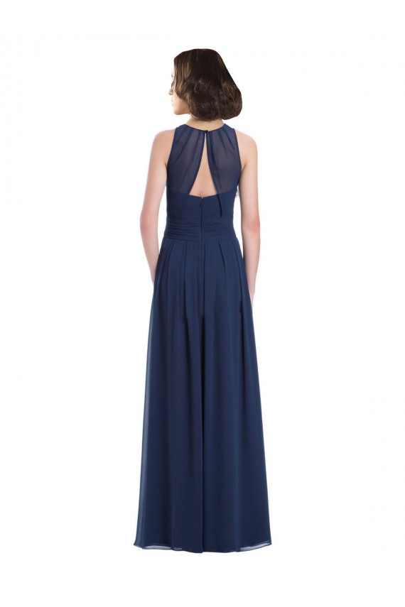 Chiffon A-Line Long Floor Length Sleeveless Keyhole Back Bridesmaid Dress Glasgow