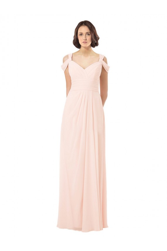 Chiffon A-Line Long Sleeveless Pink Keyhole Back Bridesmaid Dress / Evening Dress Glasgow