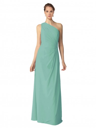 Soft Chiffon A-Line Long Sleeveless Jade Bridesmaid Dress Glasgow
