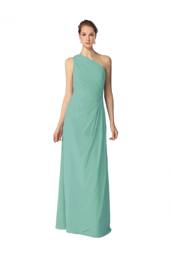 Soft Chiffon A-Line Long Sleeveless Jade Bridesmaid Dress Glasgow