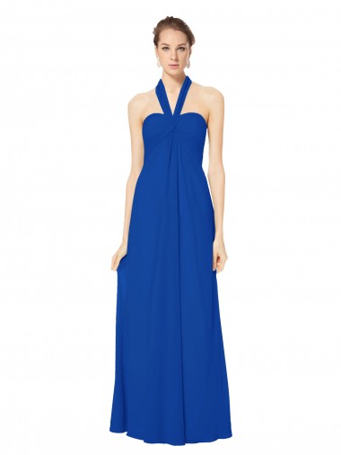 Chiffon A-Line Long Floor Length Sleeveless Open Back Bridesmaid Dress Glasgow