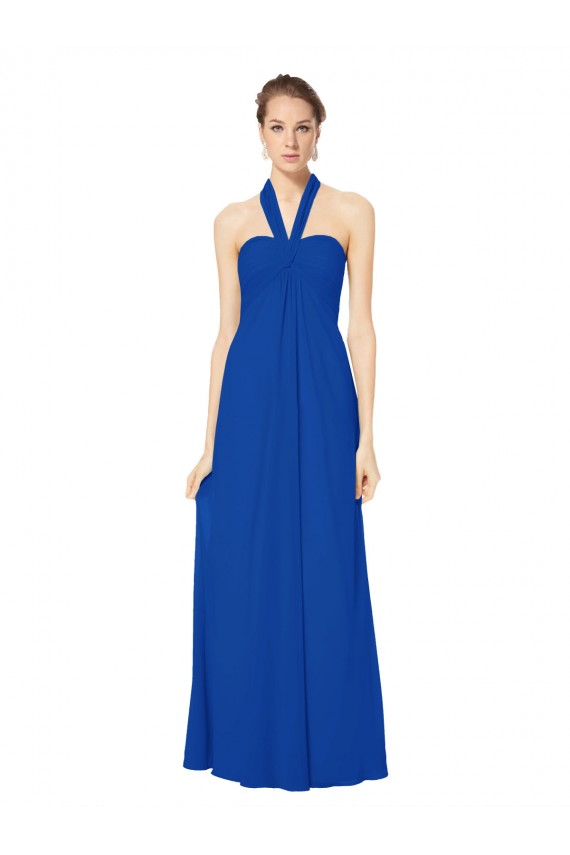 Chiffon A-Line Long Floor Length Sleeveless Open Back Bridesmaid Dress Glasgow