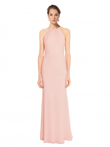 Chiffon Long A-Line Sleeveless Bridesmaid Dress Glasgow