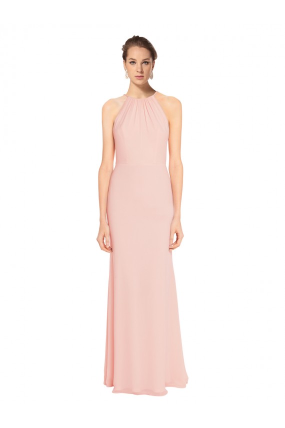 Chiffon Long A-Line Sleeveless Bridesmaid Dress Glasgow