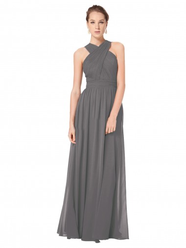 Soft Chiffon A-Line Long Sleeveless Keyhole Back Bridesmaid Dress Glasgow